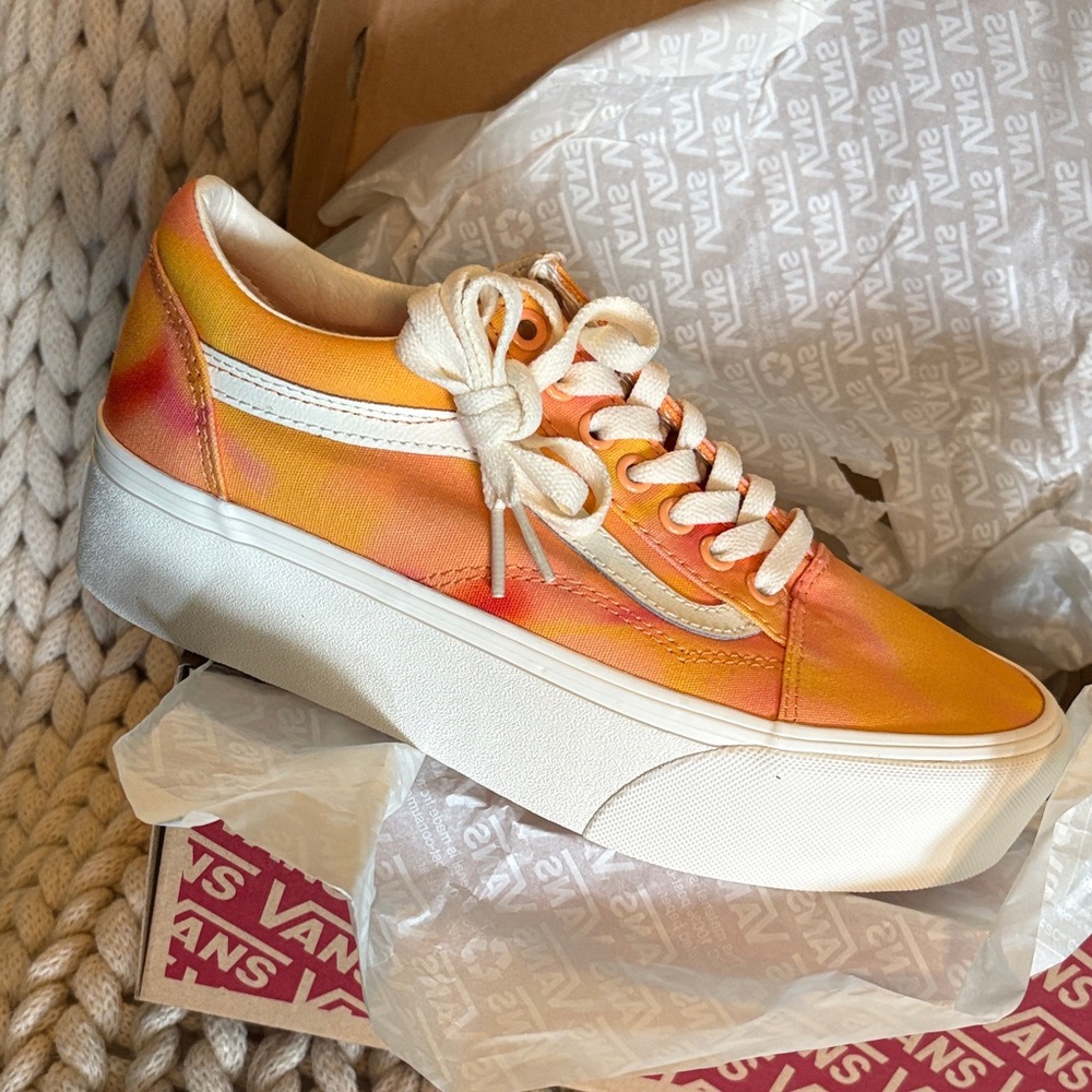 Vans Vibrant Orange Tie Dye Shoes